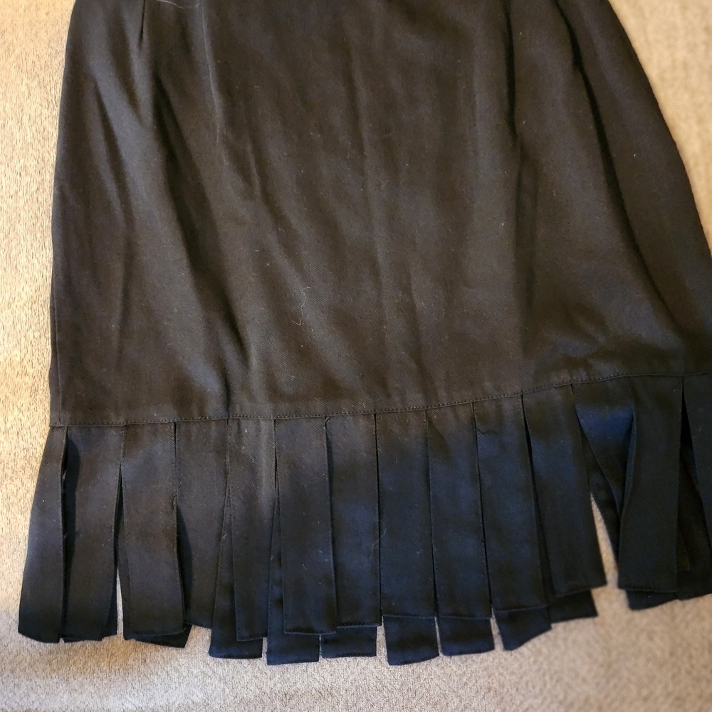 Bates Elegant Black Fringe Mini Skirt